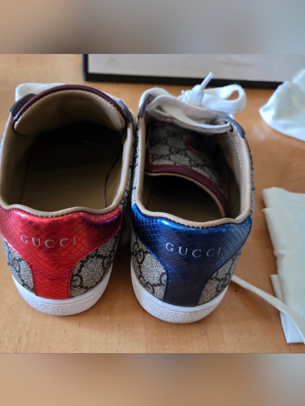 Gucci Ace Women's GG Supreme Canvas Beige Blue/Red EUR 38 G, US 7.5 - Picture 13 of 15